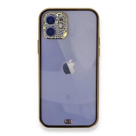 Alan Şanslı iPhone 12 Siyah Liva Taşlı Silikon Kılıf