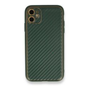 Alan Şanslı iPhone 12 Yeşil Coco Karbon Silikon Arka Kapak
