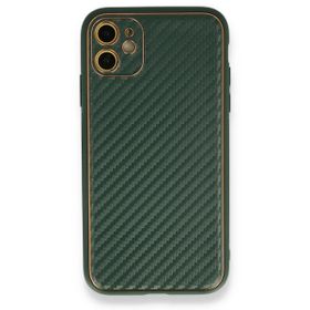 Alan Şanslı iPhone 12 Yeşil Coco Karbon Silikon Arka Kapak