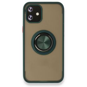 Alan Şanslı Iphone 12 Yeşil Mini Montreal Yüzüklü Silikon Kapak Kılıf