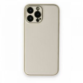 Alan Şanslı iPhone 13 Pro Coco Beyaz Deri Silikon Kapak Kılıf