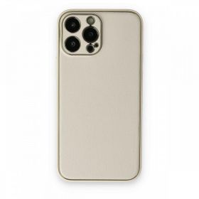 Alan Şanslı iPhone 13 Pro Coco Beyaz Deri Silikon Kapak Kılıf