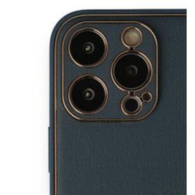Alan Şanslı iPhone 13 Pro Coco Mavi Deri Silikon Kapak Kılıf