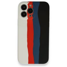 Alan Şanslı iPhone 13 Pro Ebruli Lansman Beyaz-Siyah Silikon Kılıf