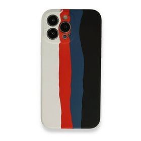 Alan Şanslı iPhone 13 Pro Ebruli Lansman Beyaz-Siyah Silikon Kılıf