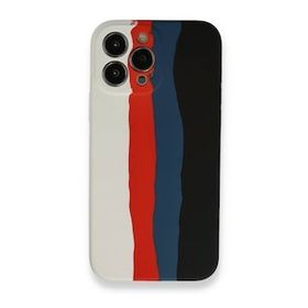 Alan Şanslı iPhone 13 Pro Ebruli Lansman Beyaz-Siyah Silikon Kılıf