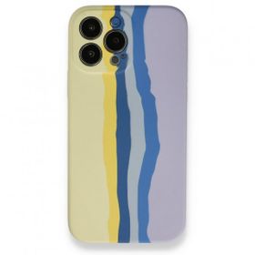 Alan Şanslı iPhone 13 Pro Ebruli Lansman Sarı-Lila Silikon Kılıf