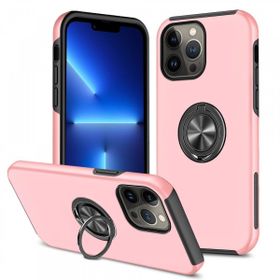 Alan Şanslı iPhone 13 Pro Elit Yüzüklü Kapak Pembe Kılıf
