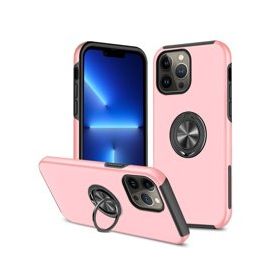Alan Şanslı iPhone 13 Pro Elit Yüzüklü Kapak Pembe Kılıf