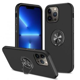 Alan Şanslı iPhone 13 Pro Elit Yüzüklü Kapak Siyah Kılıf