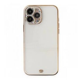 Alan Şanslı iPhone 13 Pro Liva Taşlı Beyaz Silikon Kılıf