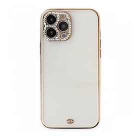 Alan Şanslı iPhone 13 Pro Liva Taşlı Beyaz Silikon Kılıf