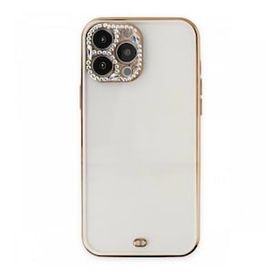 Alan Şanslı iPhone 13 Pro Liva Taşlı Beyaz Silikon Kılıf