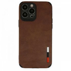 Alan Şanslı iPhone 13 Pro Loop Kahverengi Deri Silikon Kılıf