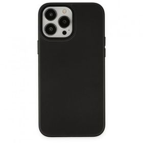 Alan Şanslı iPhone 13 Pro Max Asya Siyah Deri Silikon Kılıf