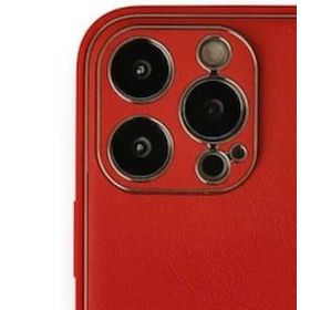 Alan Şanslı iPhone 13 Pro Max Coco Kırmızı Deri Silikon Kapak Kılıf