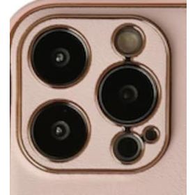 Alan Şanslı iPhone 13 Pro Max Coco Pudra Deri Silikon Kapak Kılıf