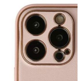 Alan Şanslı iPhone 13 Pro Max Coco Pudra Deri Silikon Kapak Kılıf