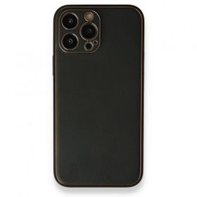 Alan Şanslı iPhone 13 Pro Max Coco Siyah Deri Silikon Kapak Kılıf
