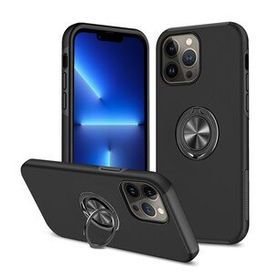 Alan Şanslı iPhone 13 Pro Max Elit Yüzüklü Kapak Siyah Kılıf