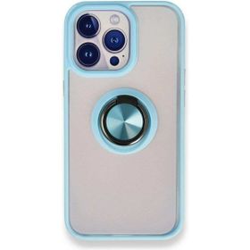 Alan Şanslı iPhone 13 Pro Max Montreal Yüzüklü Buz Mavi Silikon Kapak Kılıf