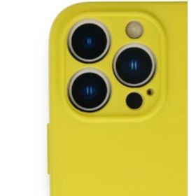 Alan Şanslı iPhone 13 Pro Max Nano İçi Kadife Sarı Silikon Kılıf