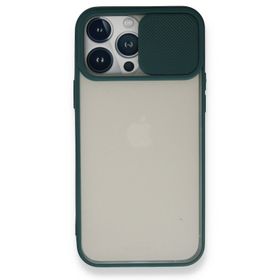 Alan Şanslı iPhone 13 Pro Max Palm Buzlu Kamera Sürgülü Yeşil Silikon Kılıf