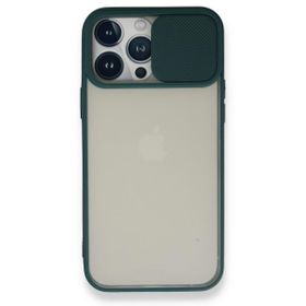 Alan Şanslı iPhone 13 Pro Max Palm Buzlu Kamera Sürgülü Yeşil Silikon Kılıf