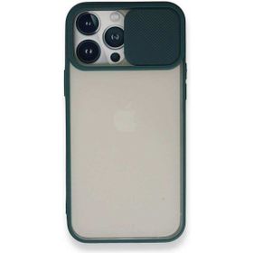 Alan Şanslı iPhone 13 Pro Max Palm Buzlu Kamera Sürgülü Yeşil Silikon Kılıf