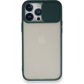 Alan Şanslı iPhone 13 Pro Max Palm Buzlu Kamera Sürgülü Yeşil Silikon Kılıf