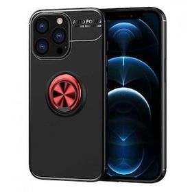 Alan Şanslı iPhone 13 Pro Max Range Yüzüklü Siyah-Kırmızı Silikon Kılıf