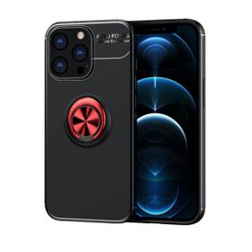 Alan Şanslı iPhone 13 Pro Max Range Yüzüklü Siyah-Kırmızı Silikon Kılıf