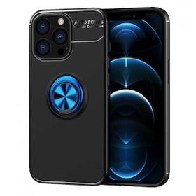 Alan Şanslı iPhone 13 Pro Max Range Yüzüklü Siyah-Mavi Silikon Kılıf