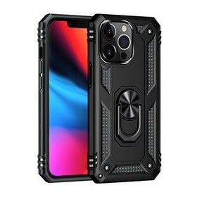 Alan Şanslı iPhone 13 Pro Max Sofya Yüzüklü Siyah Silikon Kapak Kılıf