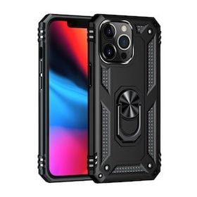 Alan Şanslı iPhone 13 Pro Max Sofya Yüzüklü Siyah Silikon Kapak Kılıf