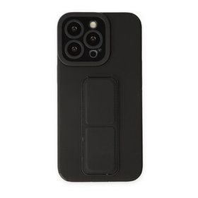 Alan Şanslı iPhone 13 Pro Mega Standlı Siyah Silikon Kılıf