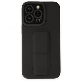 Alan Şanslı iPhone 13 Pro Mega Standlı Siyah Silikon Kılıf
