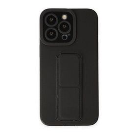 Alan Şanslı iPhone 13 Pro Mega Standlı Siyah Silikon Kılıf
