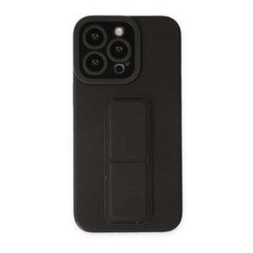 Alan Şanslı iPhone 13 Pro Mega Standlı Siyah Silikon Kılıf