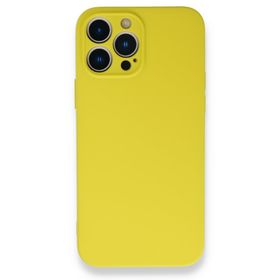 Alan Şanslı iPhone 13 Pro Nano İçi Kadife Sarı Silikon Kılıf