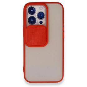 Alan Şanslı iPhone 13 Pro Palm Buzlu Kamera Sürgülü Kırmızı Silikon Kılıf