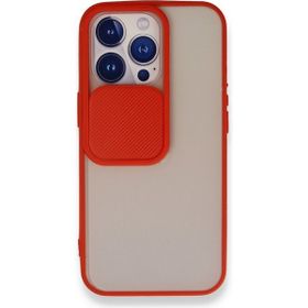 Alan Şanslı iPhone 13 Pro Palm Buzlu Kamera Sürgülü Kırmızı Silikon Kılıf