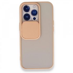 Alan Şanslı iPhone 13 Pro Palm Buzlu Kamera Sürgülü Pembe Silikon Kılıf