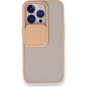 Alan Şanslı iPhone 13 Pro Palm Buzlu Kamera Sürgülü Pembe Silikon Kılıf