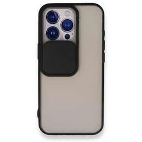 Alan Şanslı iPhone 13 Pro Palm Buzlu Kamera Sürgülü Siyah Silikon Kılıf