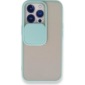 Alan Şanslı iPhone 13 Pro Palm Buzlu Kamera Sürgülü Turkuaz Silikon Kılıf