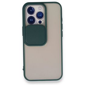 Alan Şanslı iPhone 13 Pro Palm Buzlu Kamera Sürgülü Yeşil Silikon Kılıf