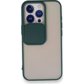 Alan Şanslı iPhone 13 Pro Palm Buzlu Kamera Sürgülü Yeşil Silikon Kılıf