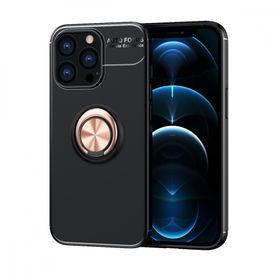 Alan Şanslı iPhone 13 Pro Range Yüzüklü Siyah-Gold Silikon Kılıf
