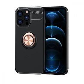 Alan Şanslı iPhone 13 Pro Range Yüzüklü Siyah-Gold Silikon Kılıf
